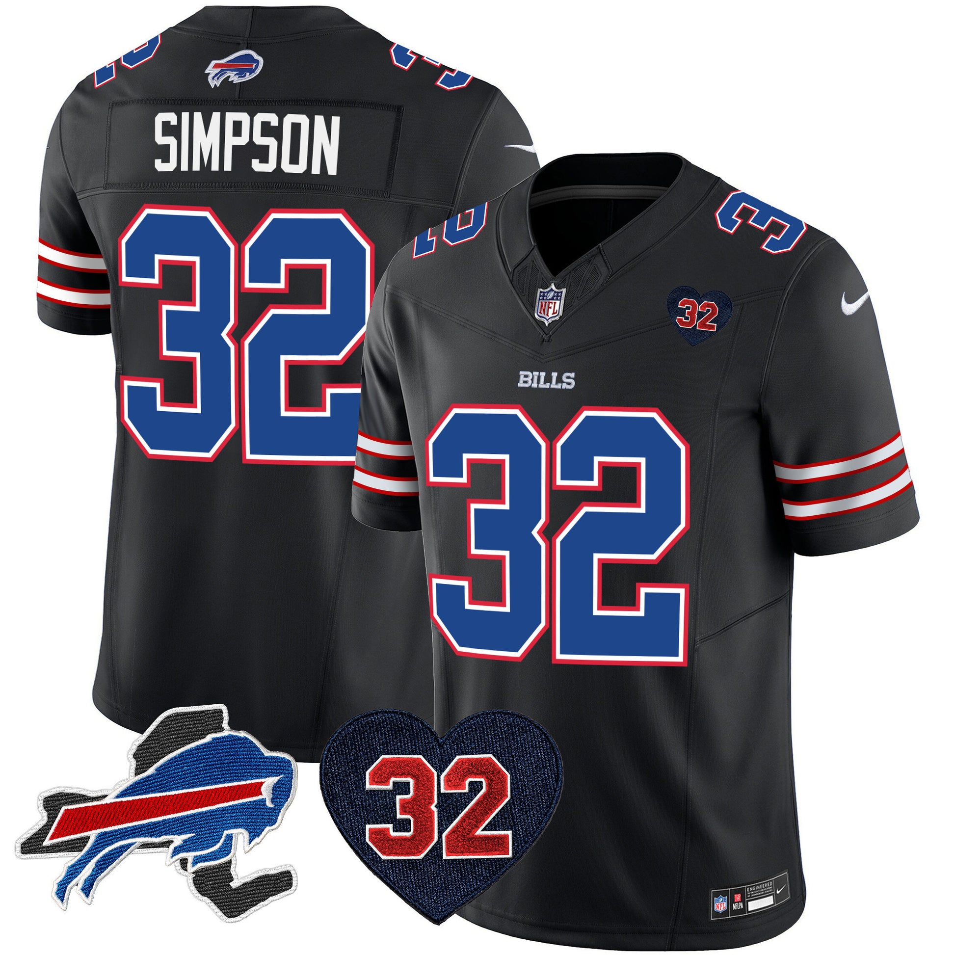 Men's Bills O.J. Simpson Patch Vapor Limited Jersey - All Stitched