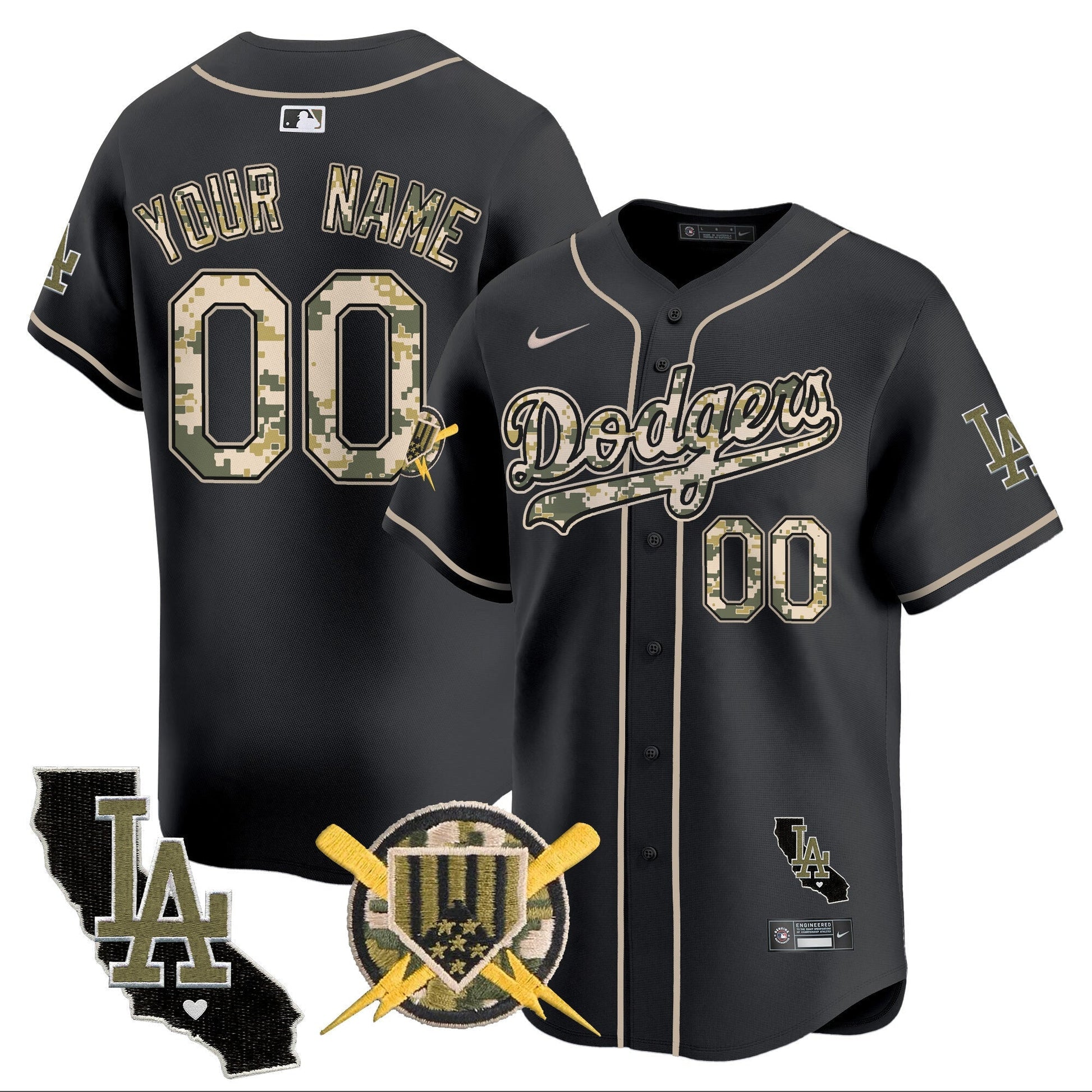 Dodgers Armed Forces Day Vapor Premier Limited Custom Jersey - All Stitched
