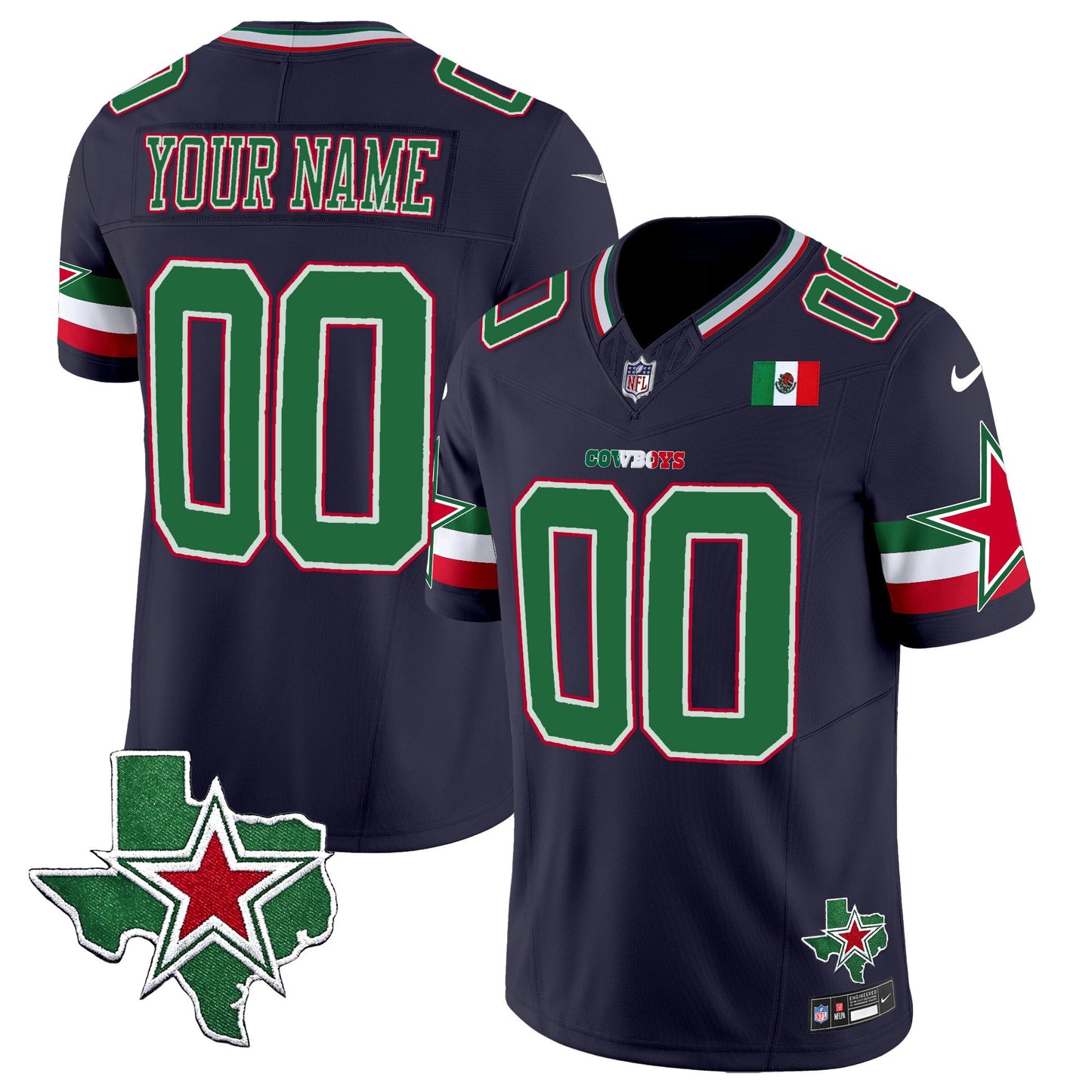 Dallas Cowboys 2025 Mexico Vapor Limited Custom Jersey - All Stitched