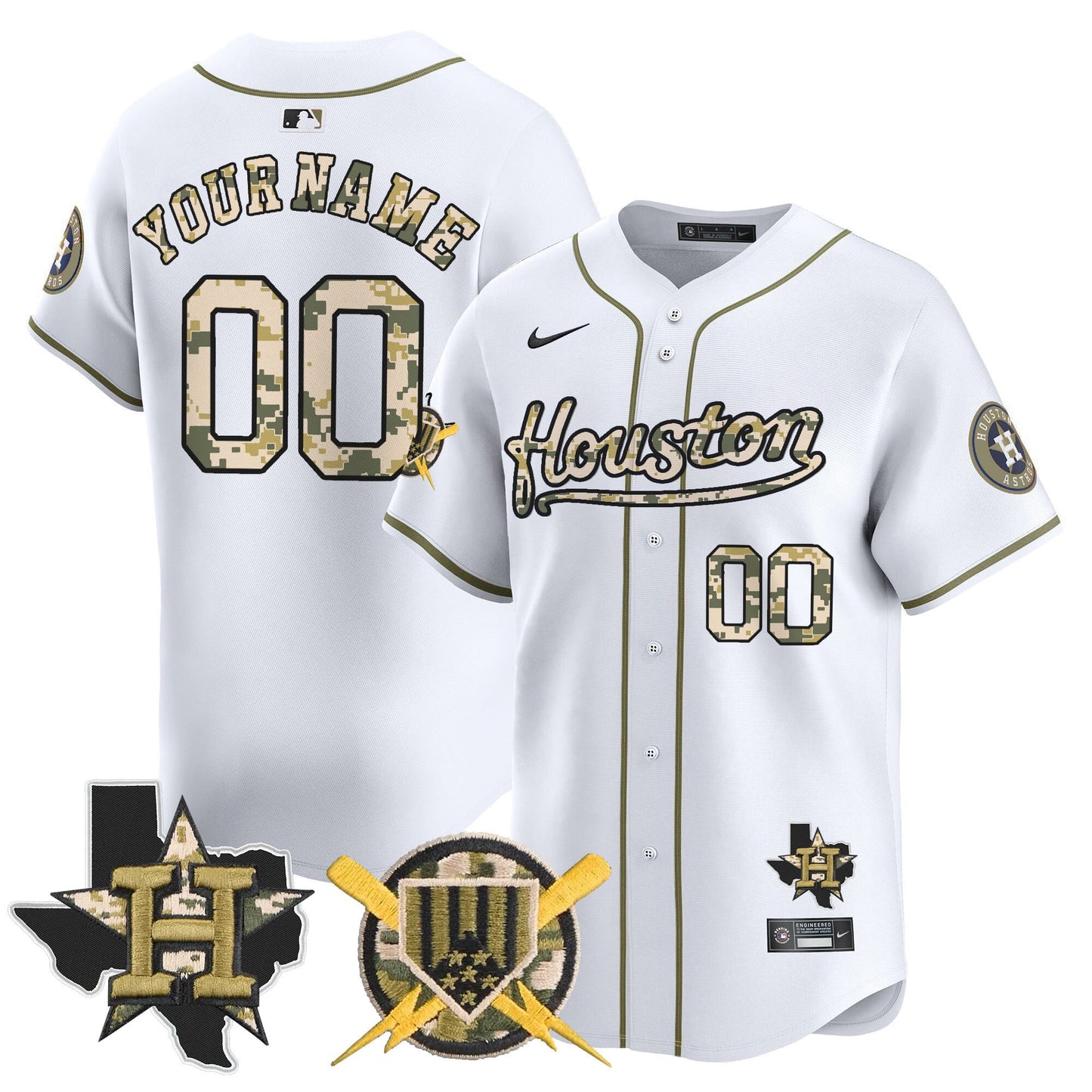 Houston Astros Armed Forces Day Vapor Premier Limited Custom Jersey - All Stitched V2
