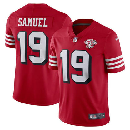 San Francisco 49Ers 75Th Anniversary Throwback Scarlet Jersey – All Stitched