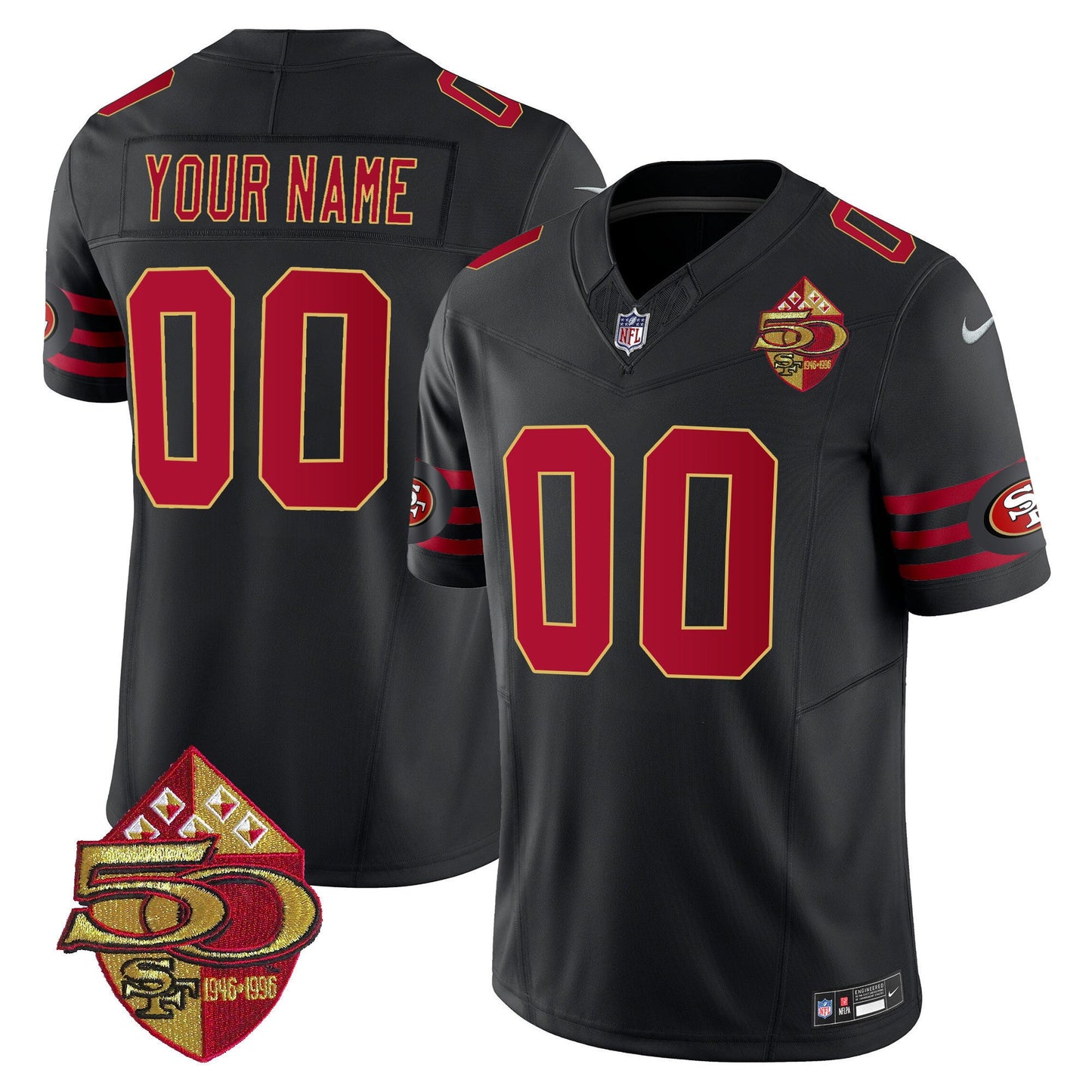 49ers 1996 Throwback/ 75th Patch Vapor Limited Custom Jersey - All Stitched