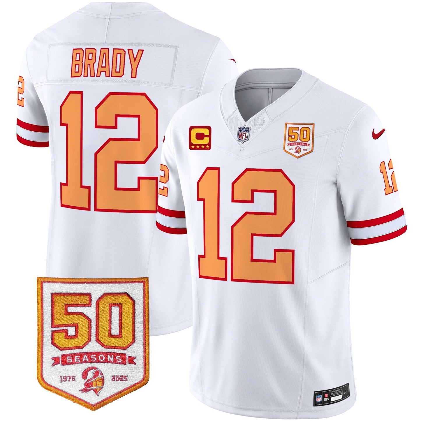 Men's Tampa Bay Buccaneers Throwback 50th Season Patch Vapor Limited Jersey - All Stitched