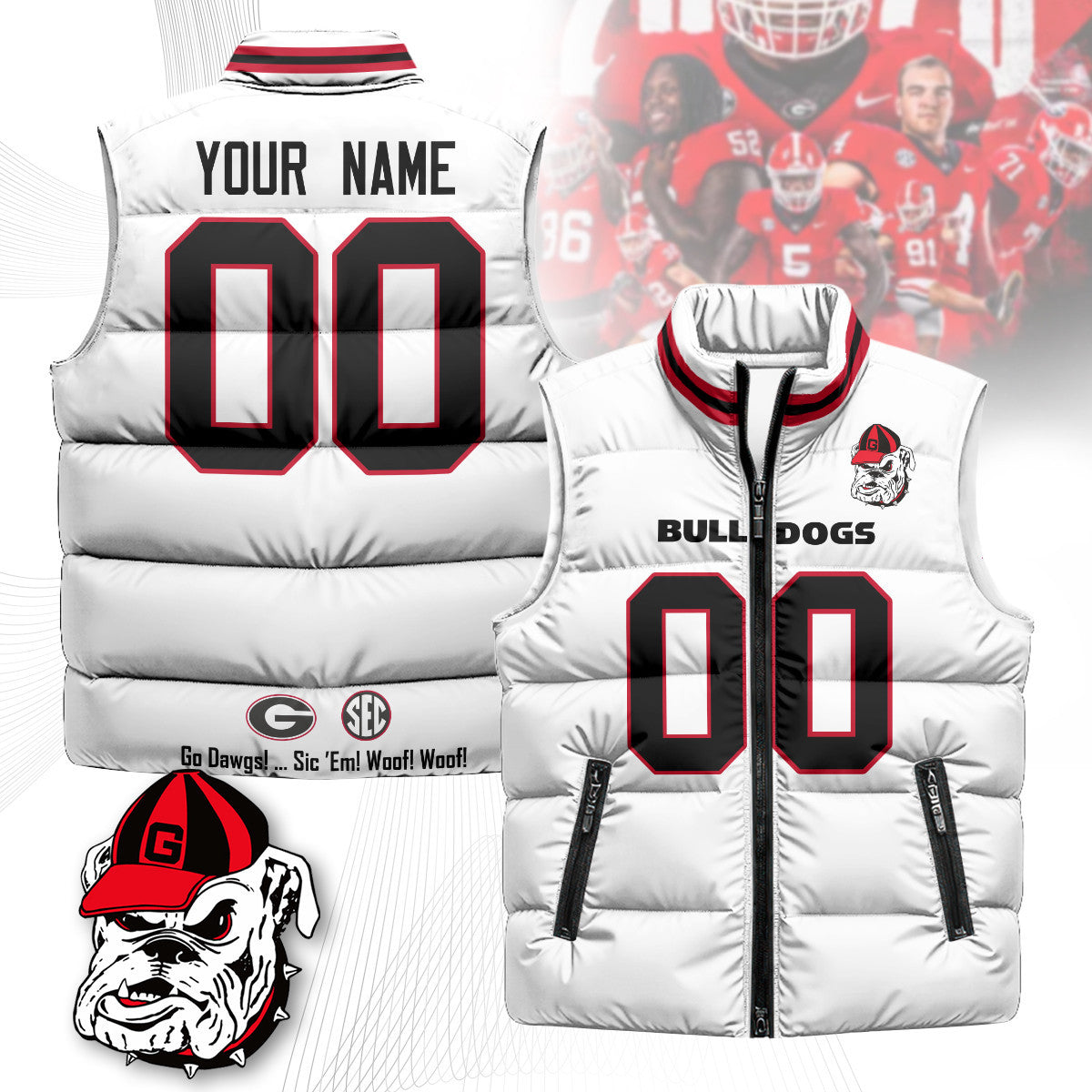 Custom Georgia Bulldogs Unisex Puffer Vest