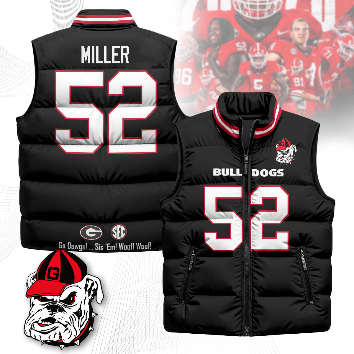 Georgia Bulldogs Unisex Puffer Vest