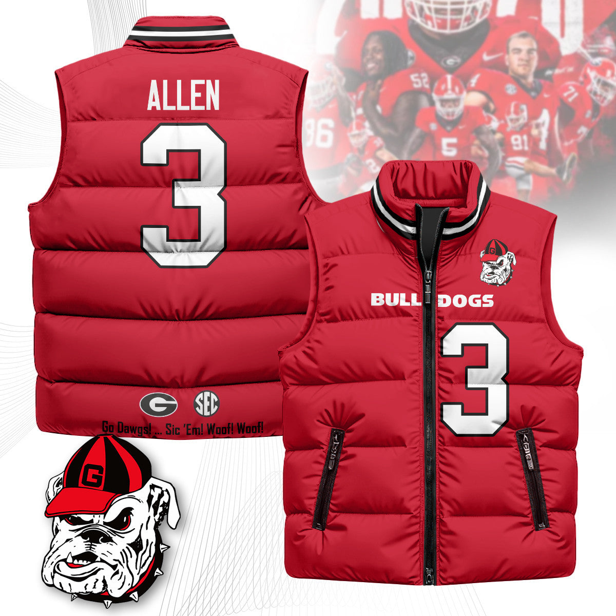 Georgia Bulldogs Unisex Puffer Vest