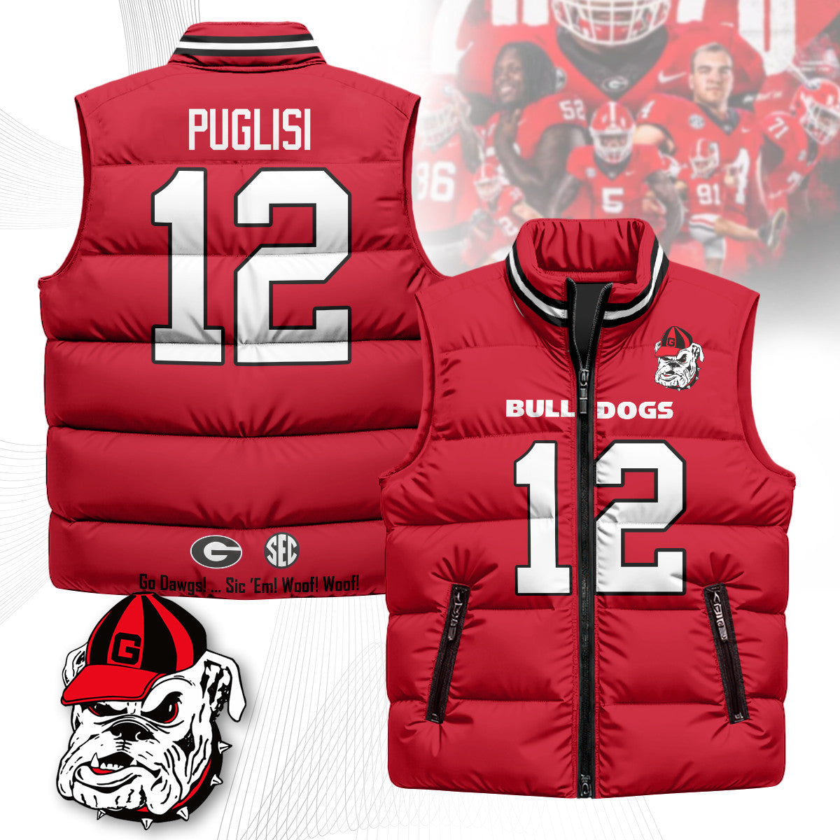 Georgia Bulldogs Unisex Puffer Vest