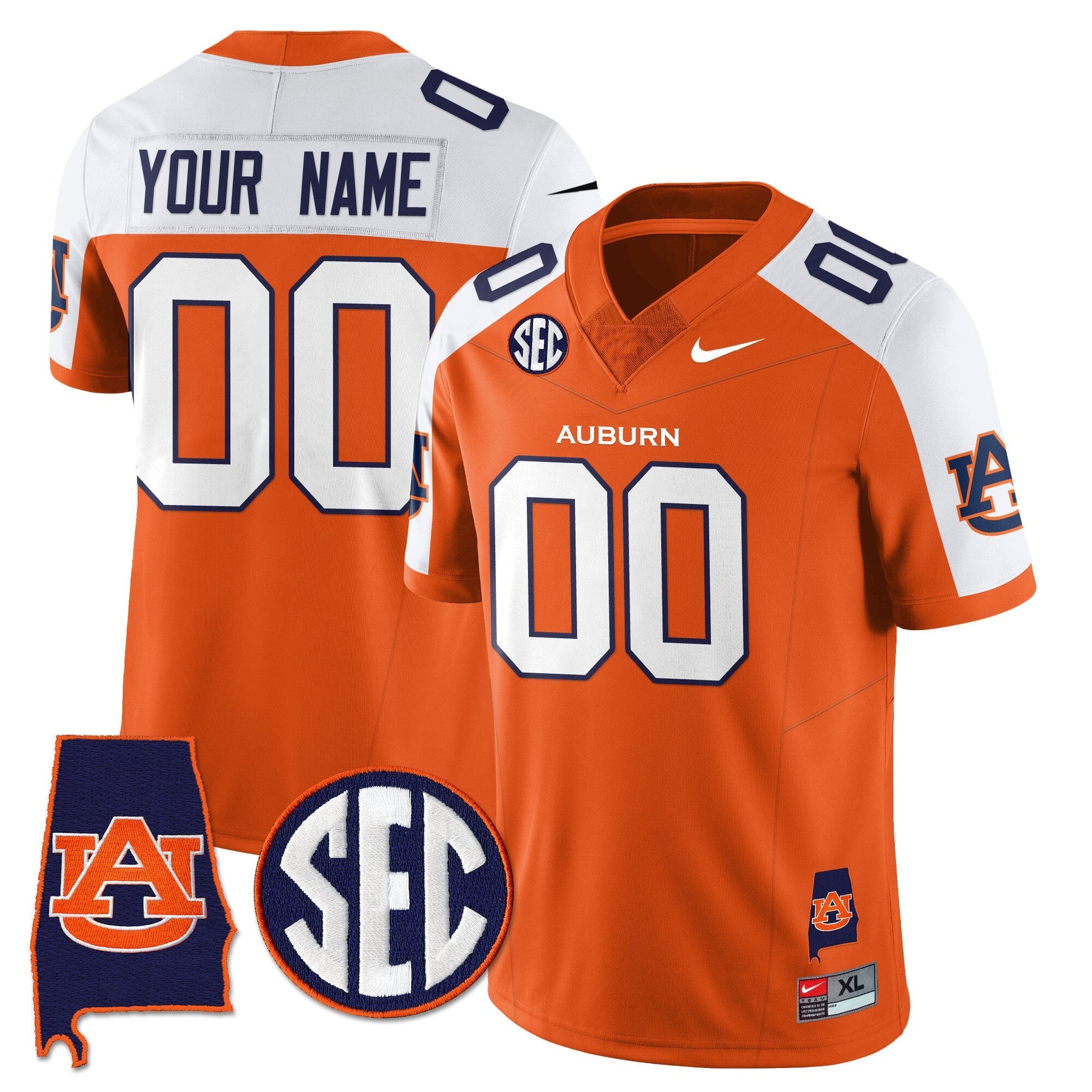 Auburn Tigers Alabama Patch Vapor Limited Custom Jersey - All Stitched