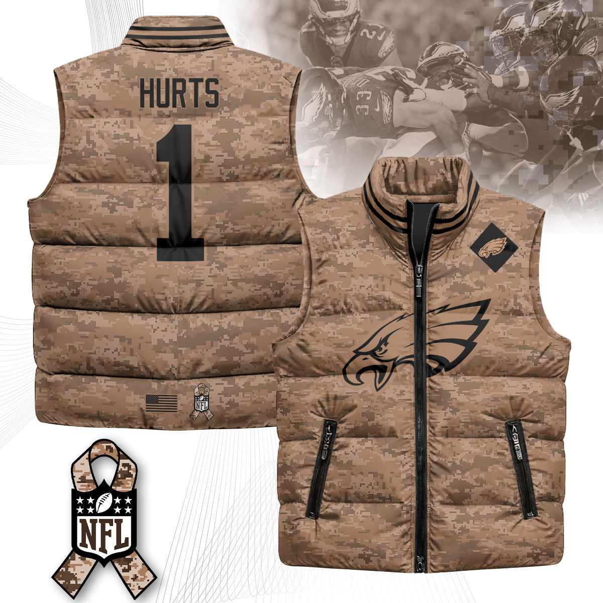 Philadelphia Eagles Salute To Service Puffer Vest