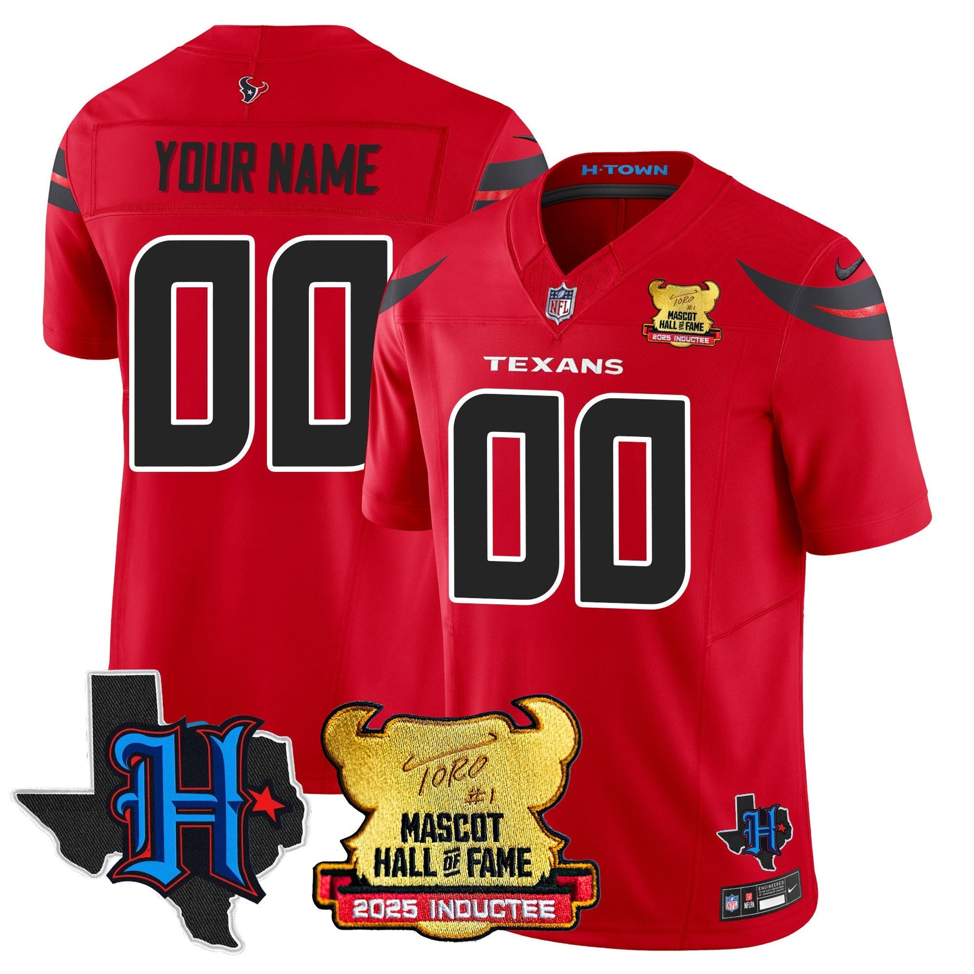 Houston Texans 2025 Mascot Hall Of Fame Custom Jersey - All Stitched