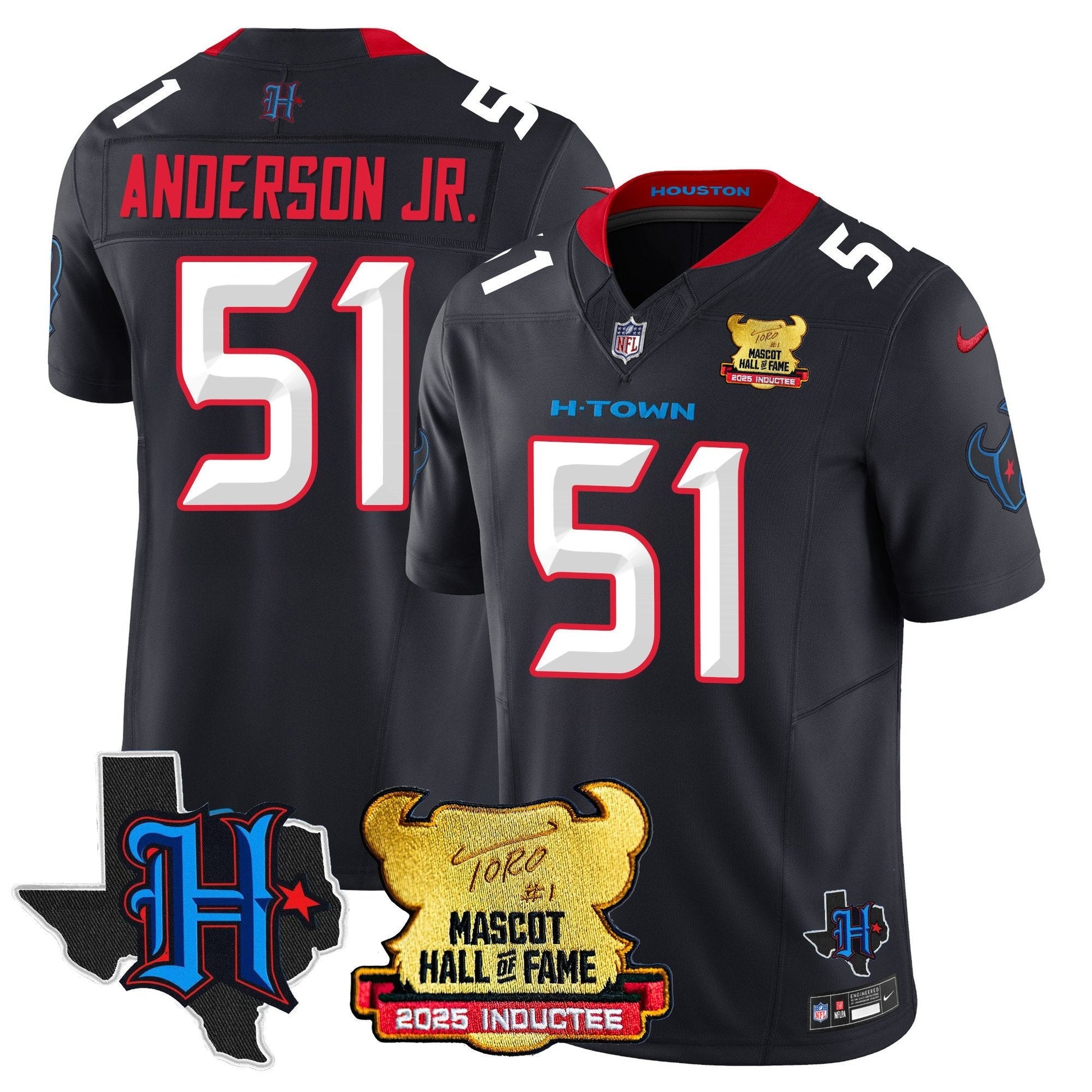 Houston Texans 2025 Mascot Hall Of Fame Jersey - All Stitched
