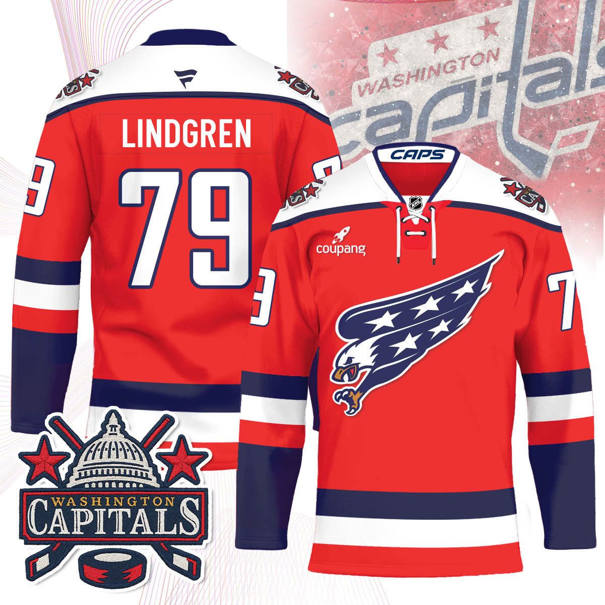 Washington Capitals Screaming Eagle Hockey Jersey - All Stitched