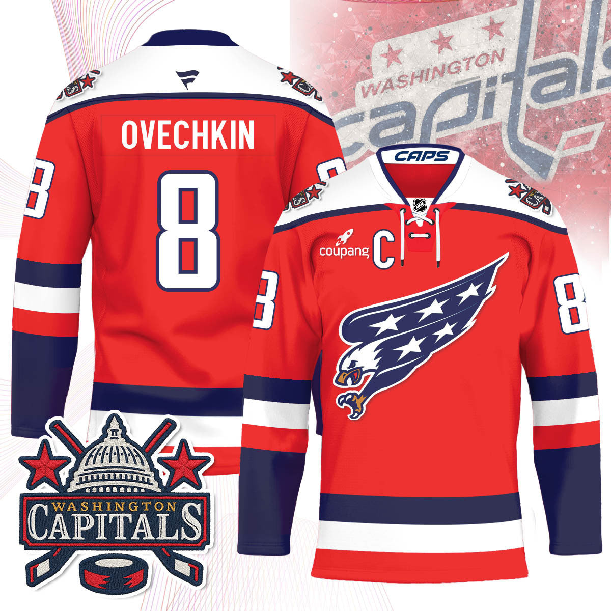 Washington Capitals Screaming Eagle Hockey Jersey - All Stitched