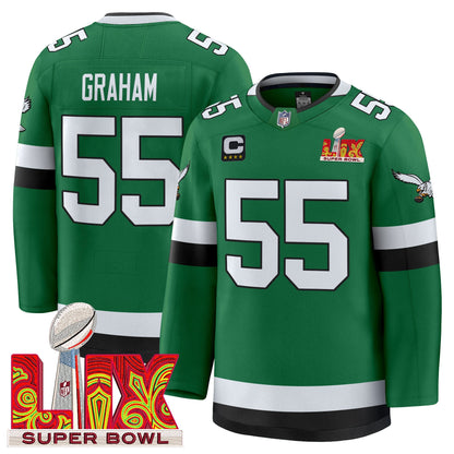 Eagles Kelly Green Hockey Premium Jersey V2 - All Stitched
