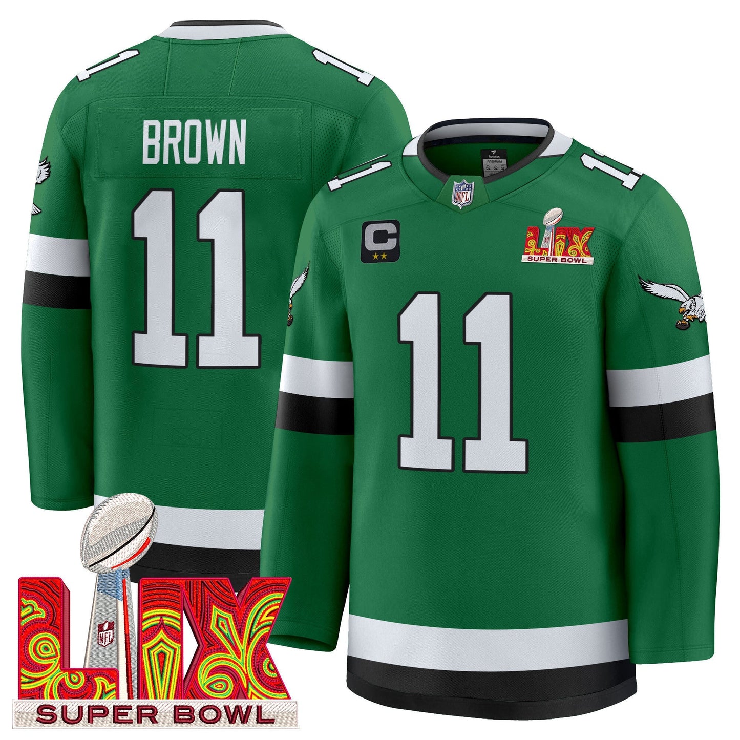 Eagles Kelly Green Hockey Premium Jersey V2 - All Stitched