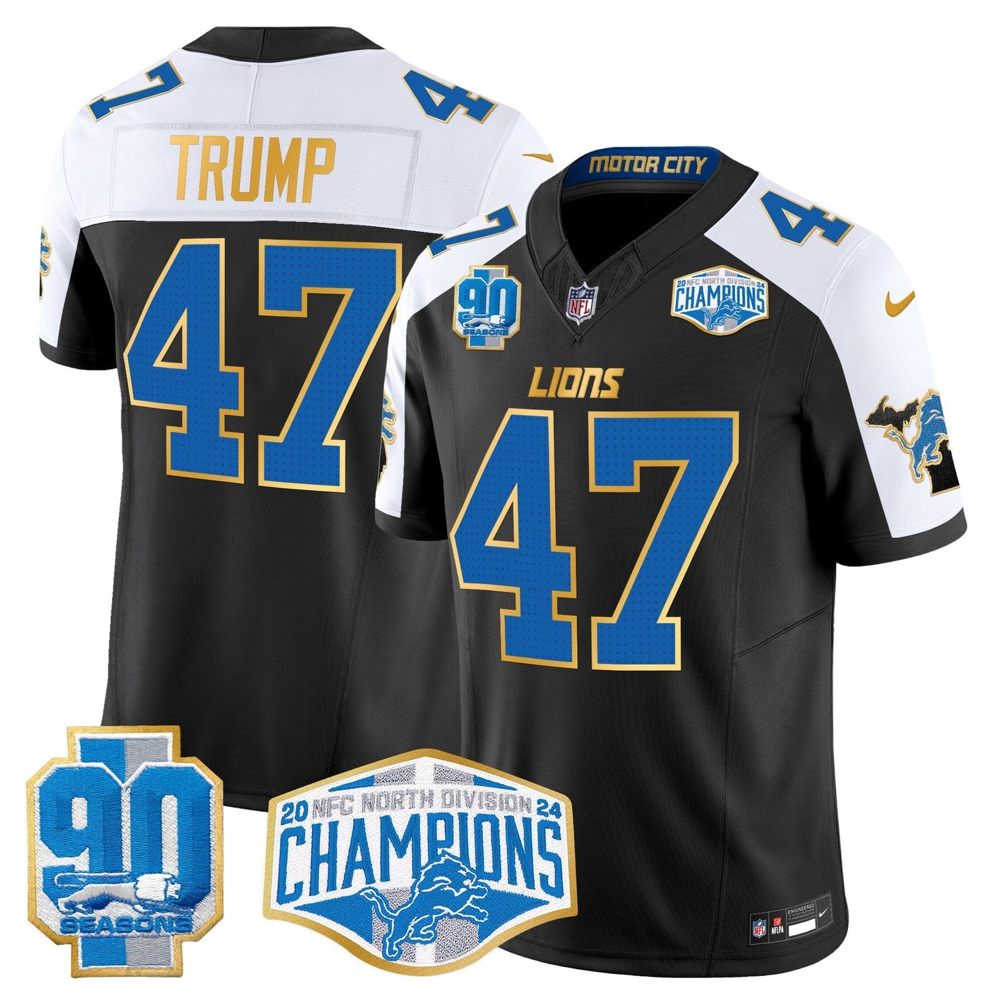 DET 2024 NFC North Division Champions Patch Gold Trim Vapor Limited Jersey - All Stitched