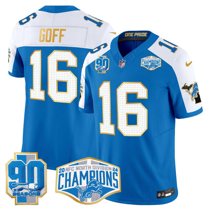 DET 2024 NFC North Division Champions Patch Gold Trim Vapor Limited Jersey - All Stitched