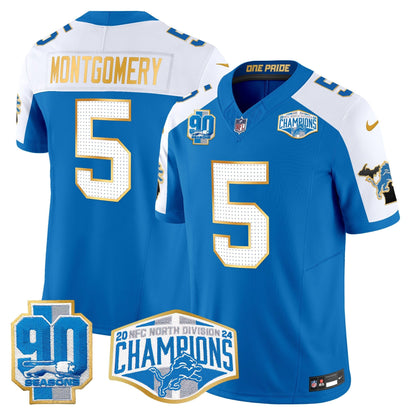 DET 2024 NFC North Division Champions Patch Gold Trim Vapor Limited Jersey - All Stitched