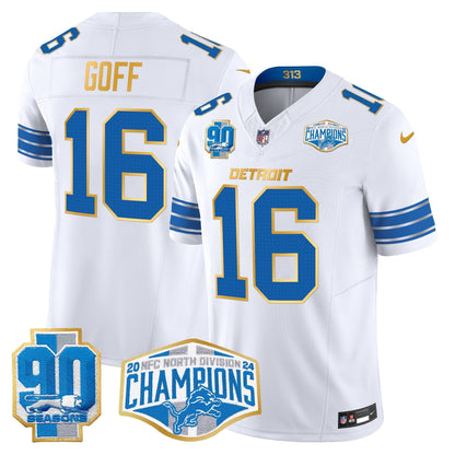 DET 2024 NFC North Division Champions Patch Gold Trim Vapor Limited Jersey - All Stitched