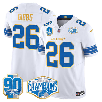 DET 2024 NFC North Division Champions Patch Gold Trim Vapor Limited Jersey - All Stitched