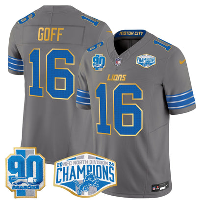 DET 2024 NFC North Division Champions Patch Gold Trim Vapor Limited Jersey - All Stitched