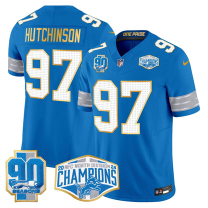 DET 2024 NFC North Division Champions Patch Gold Trim Vapor Limited Jersey - All Stitched