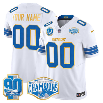 DET 2024 NFC North Division Champions Patch Gold Trim Vapor Limited Custom Jersey - All Stitched