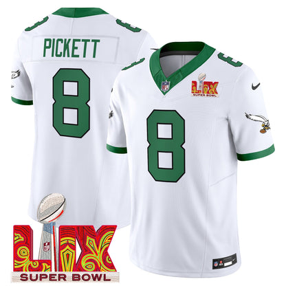 PHI Kelly Green Super Bowl LIX Patch Vapor Limited Jersey - All Stitched