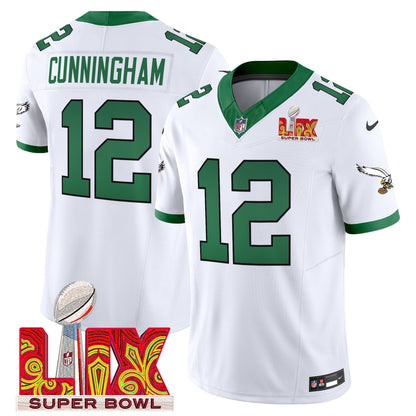PHI Kelly Green Super Bowl LIX Patch Vapor Limited Jersey - All Stitched