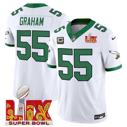 PHI Kelly Green Super Bowl LIX Patch Vapor Limited Jersey - All Stitched