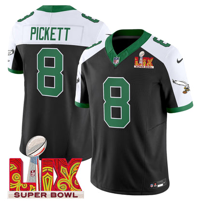 PHI Kelly Green Super Bowl LIX Patch Vapor Limited Jersey - All Stitched