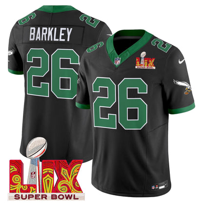 PHI Kelly Green Super Bowl LIX Patch Vapor Limited Jersey - All Stitched