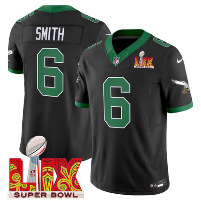 PHI Kelly Green Super Bowl LIX Patch Vapor Limited Jersey - All Stitched