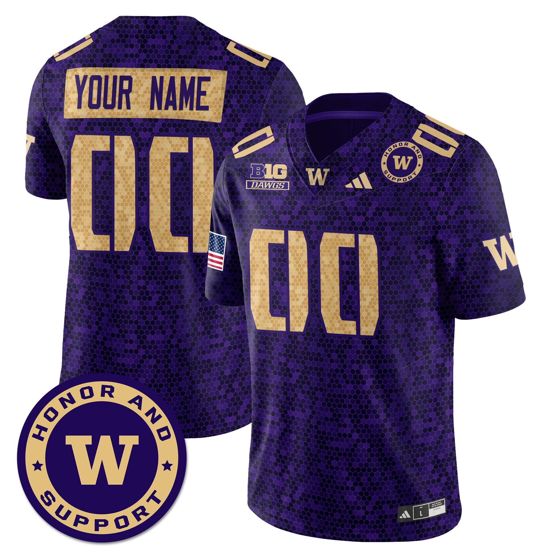 Custom Washington Football Honor and Support Uniform - All Stitched