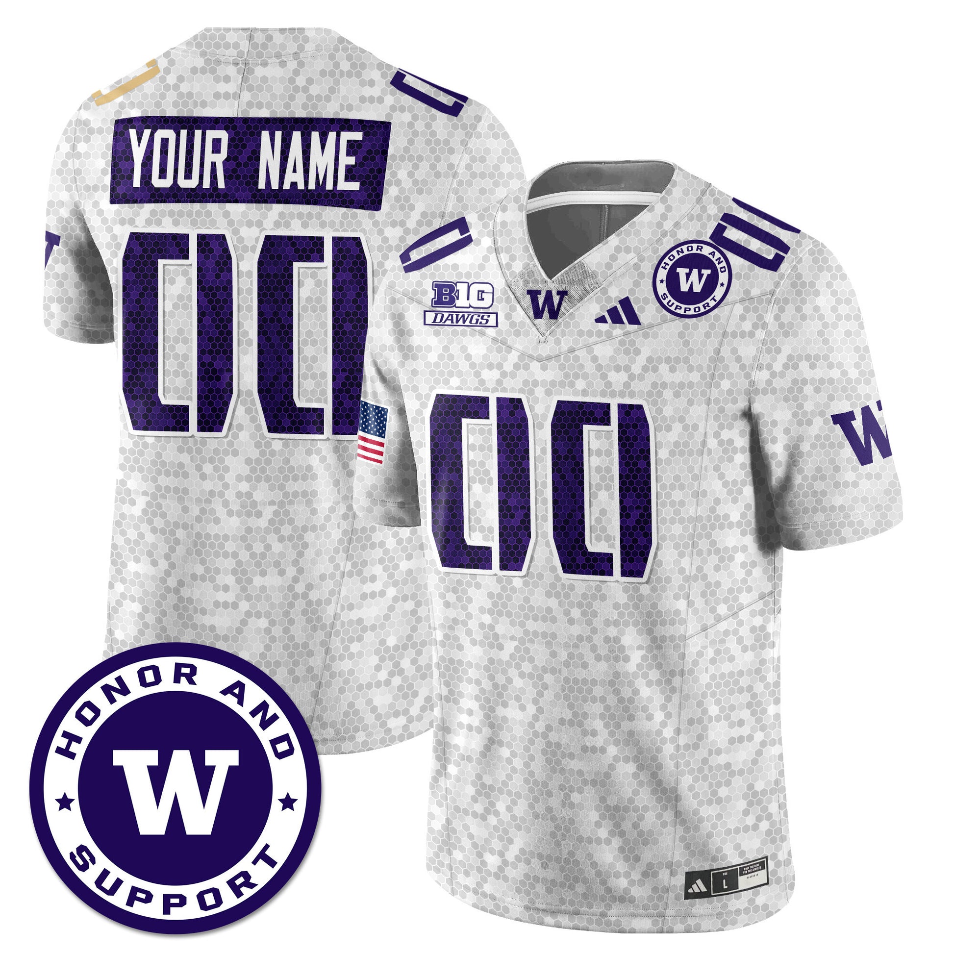 Custom Washington Football Honor and Support Uniform - All Stitched
