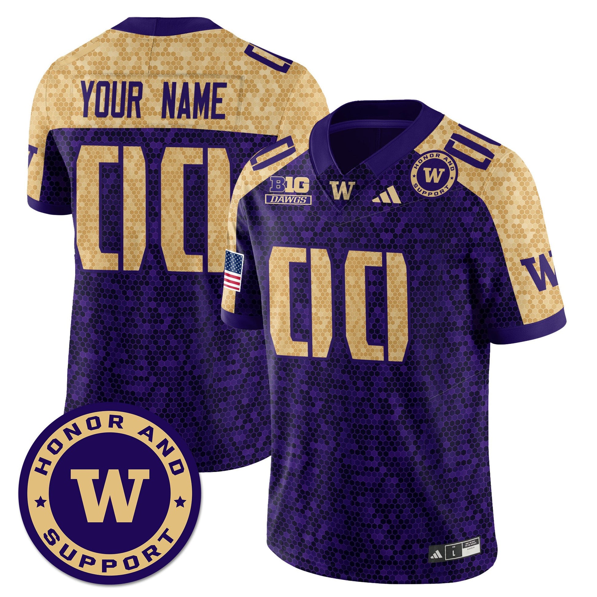 Custom Washington Football Honor and Support Uniform - All Stitched