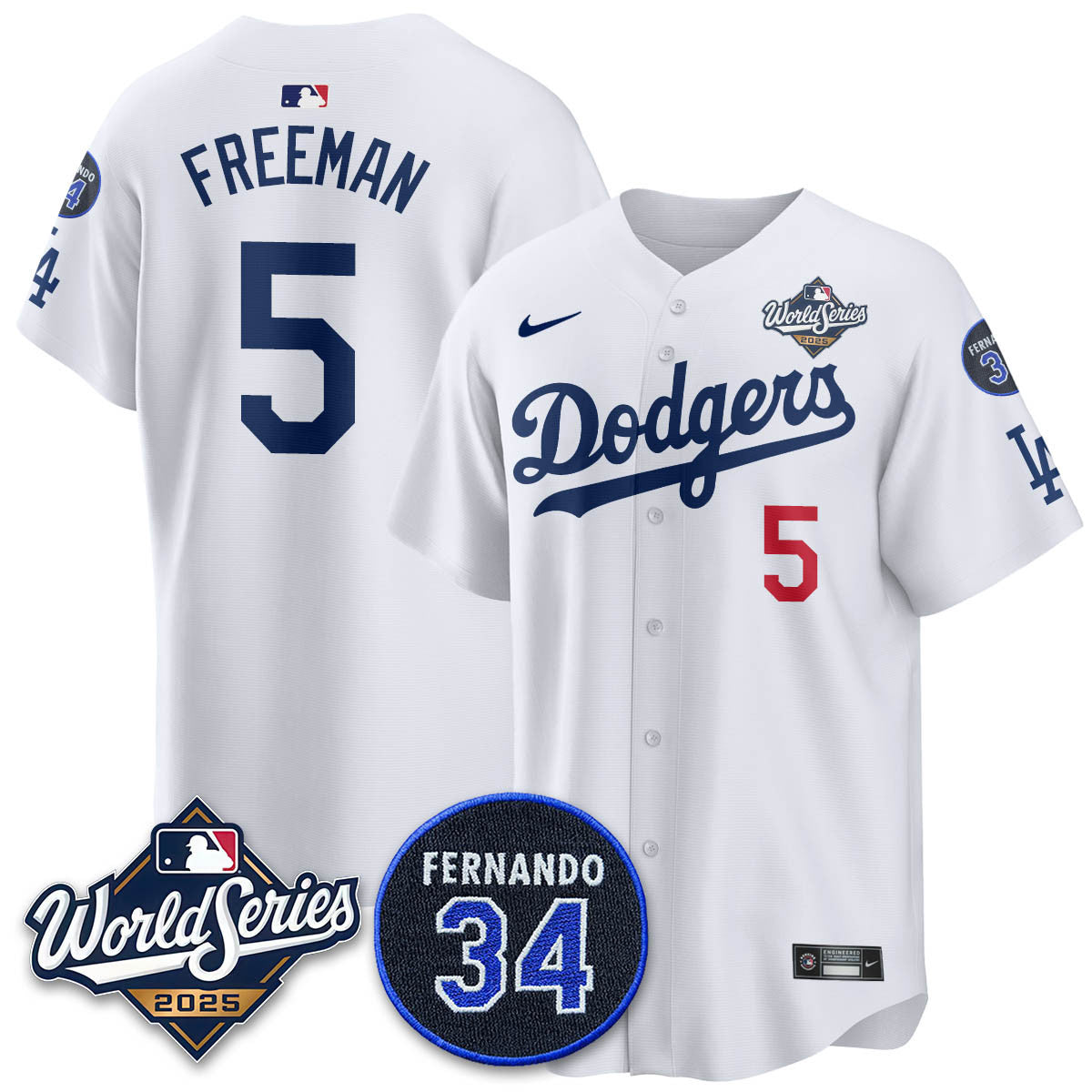 Los Angeles Dodgers 2025 National League Champions Jersey - All Stitched