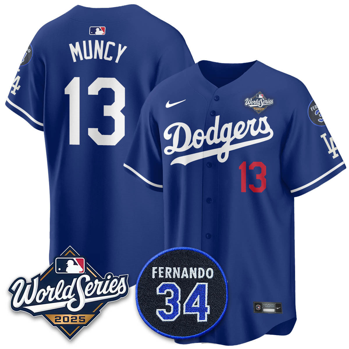 Los Angeles Dodgers 2025 National League Champions Jersey - All Stitched