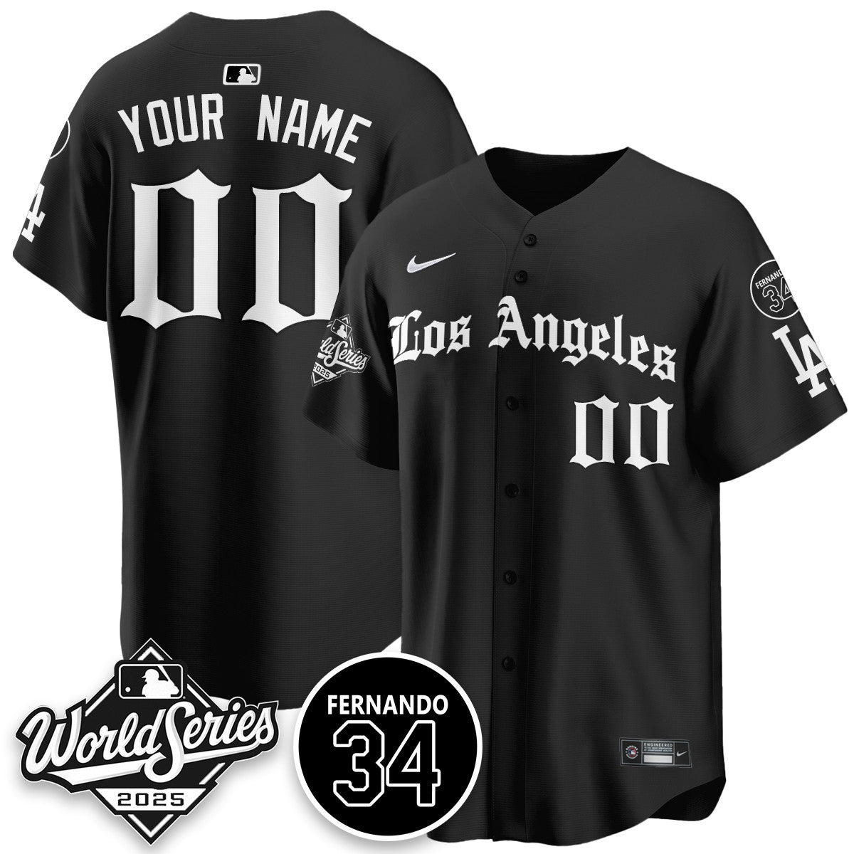Los Angeles Dodgers 2025 Gothic NL Champions Custom Jersey - All Stitched