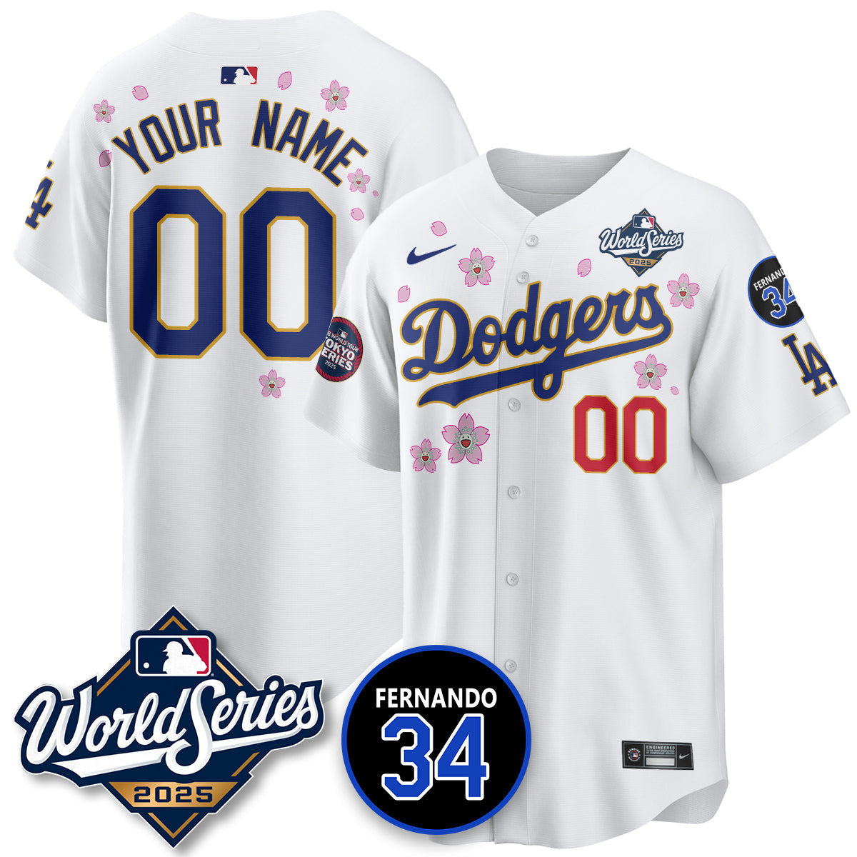 Los Angeles Dodgers Tokyo Series 2025 NL Champions Custom Jersey - All Stitched