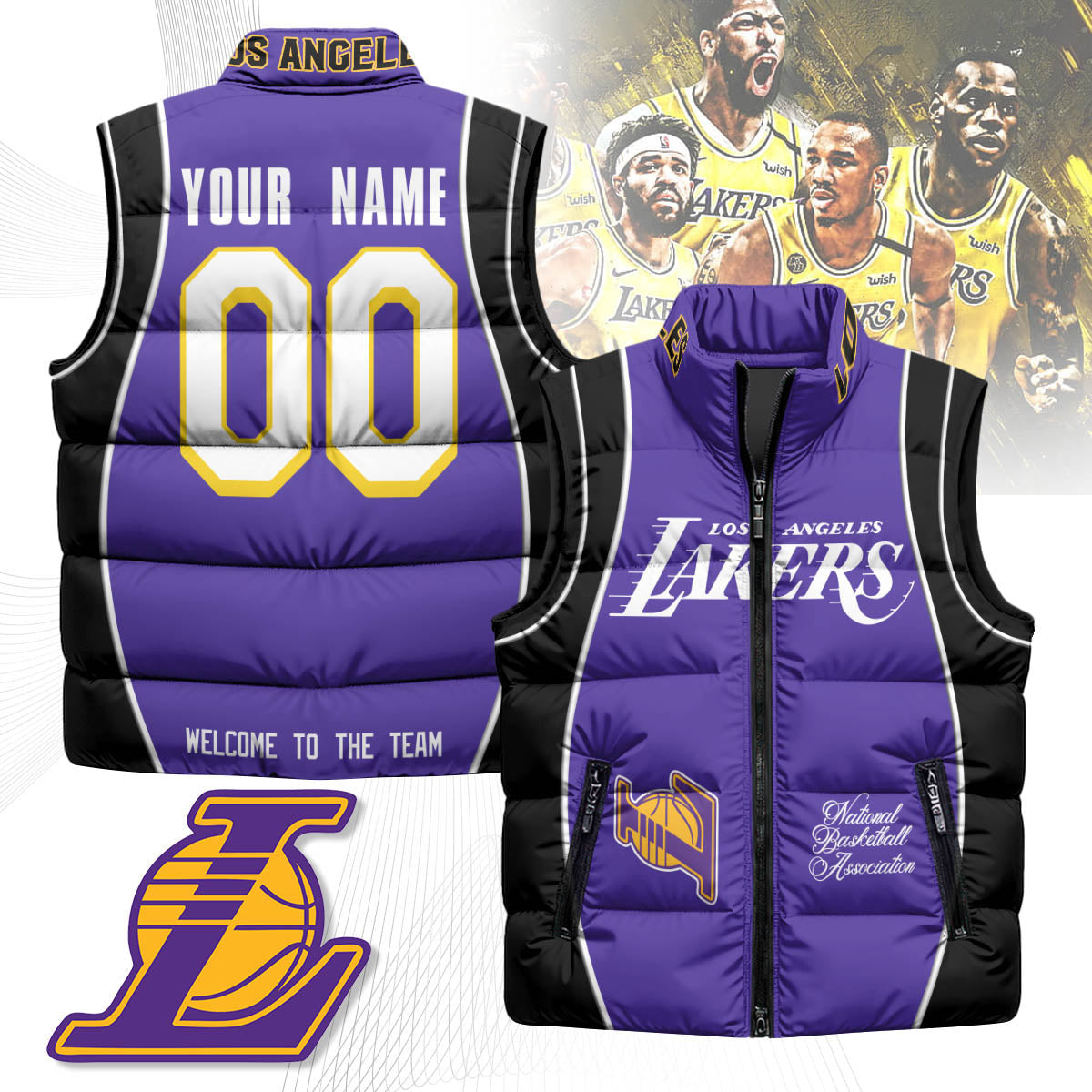 Los Angeles Lakers Unisex Custom Puffer Vest