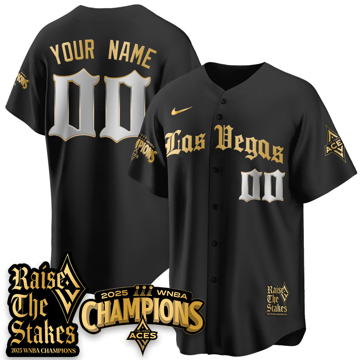Custom Las Vegas Aces 2025 WNBA Championship Baseball Jersey - All Stitched