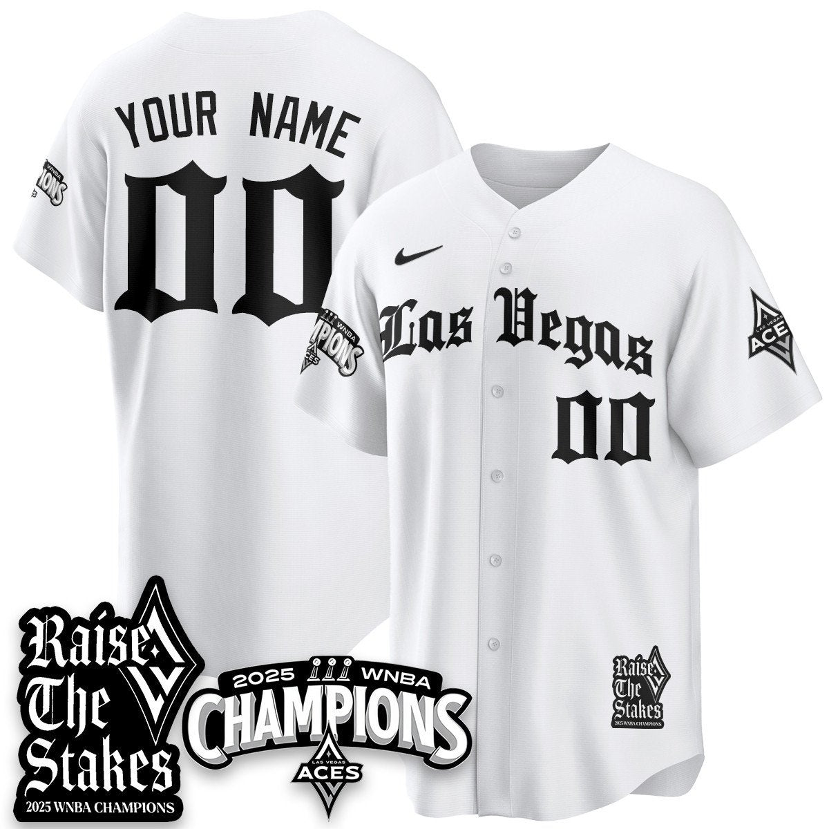 Custom Las Vegas Aces 2025 WNBA Championship Baseball Jersey - All Stitched
