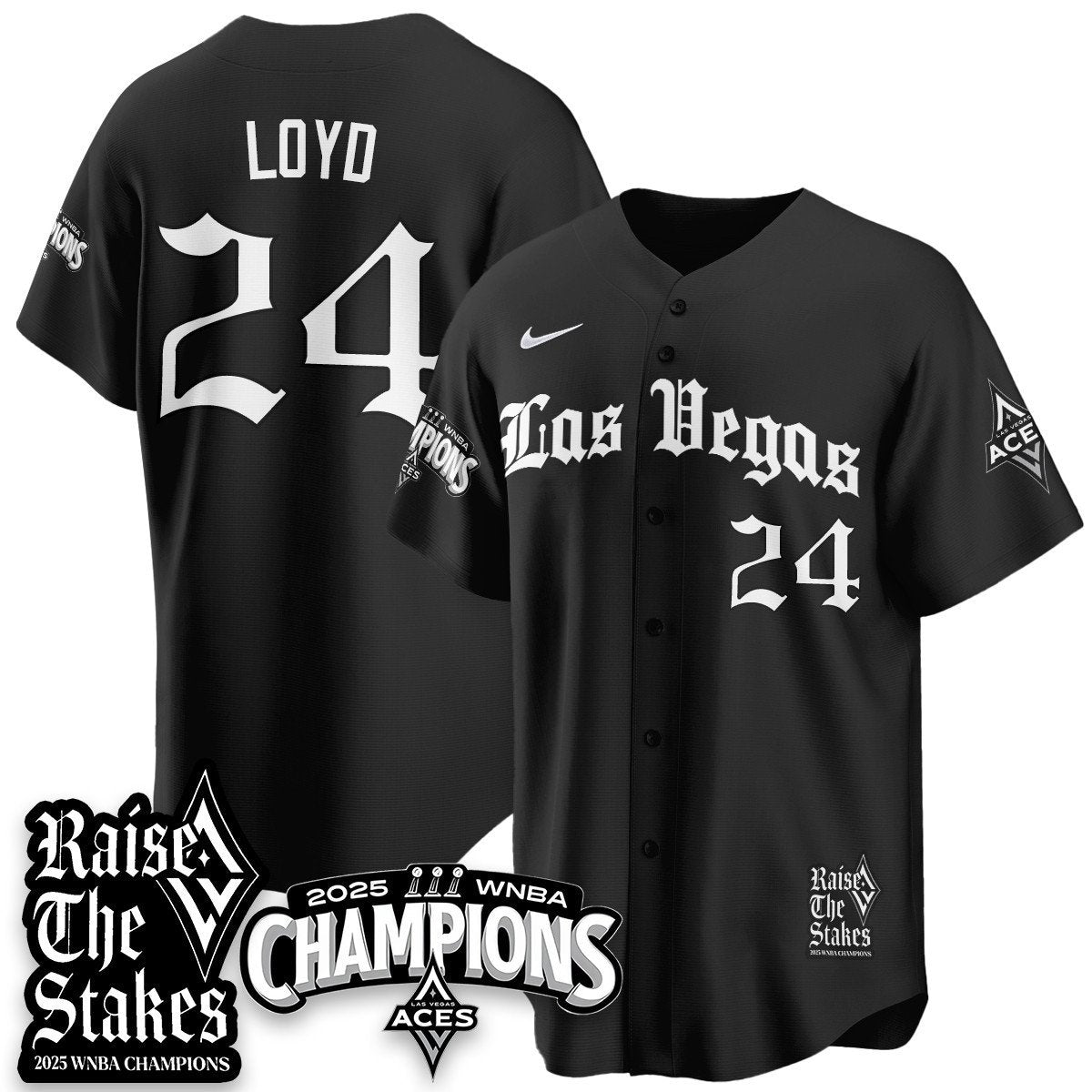 Las Vegas Aces 2025 WNBA Championship Baseball Jersey - All Stitched