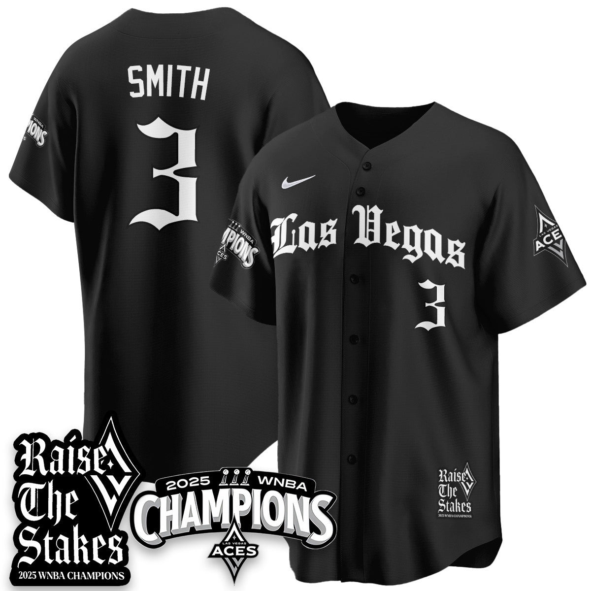 Las Vegas Aces 2025 WNBA Championship Baseball Jersey - All Stitched