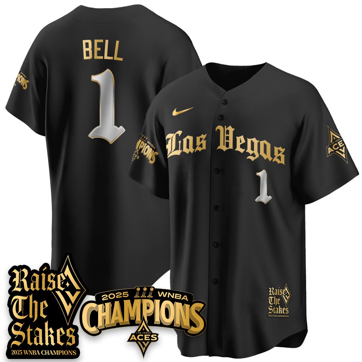 Las Vegas Aces 2025 WNBA Championship Baseball Jersey - All Stitched