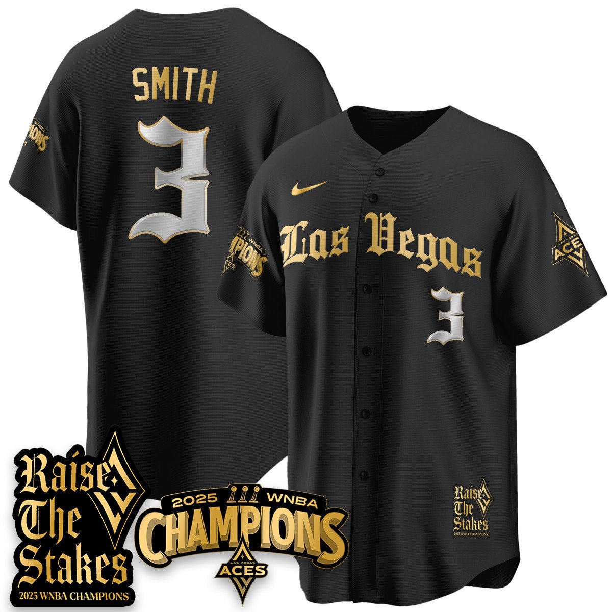 Las Vegas Aces 2025 WNBA Championship Baseball Jersey - All Stitched