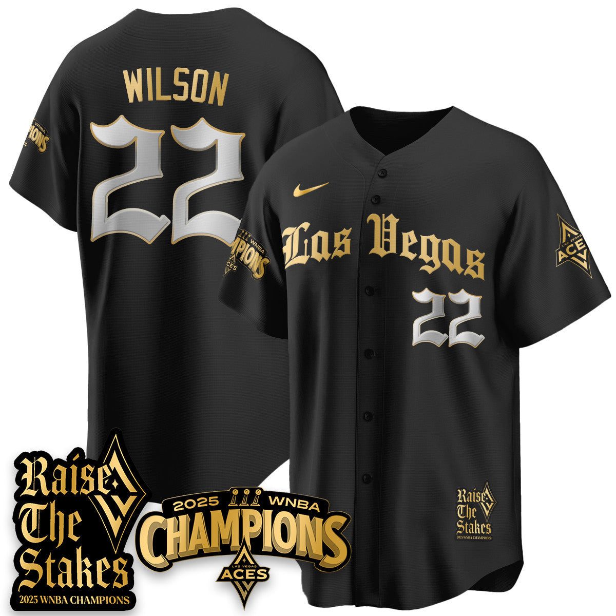 Las Vegas Aces 2025 WNBA Championship Baseball Jersey - All Stitched