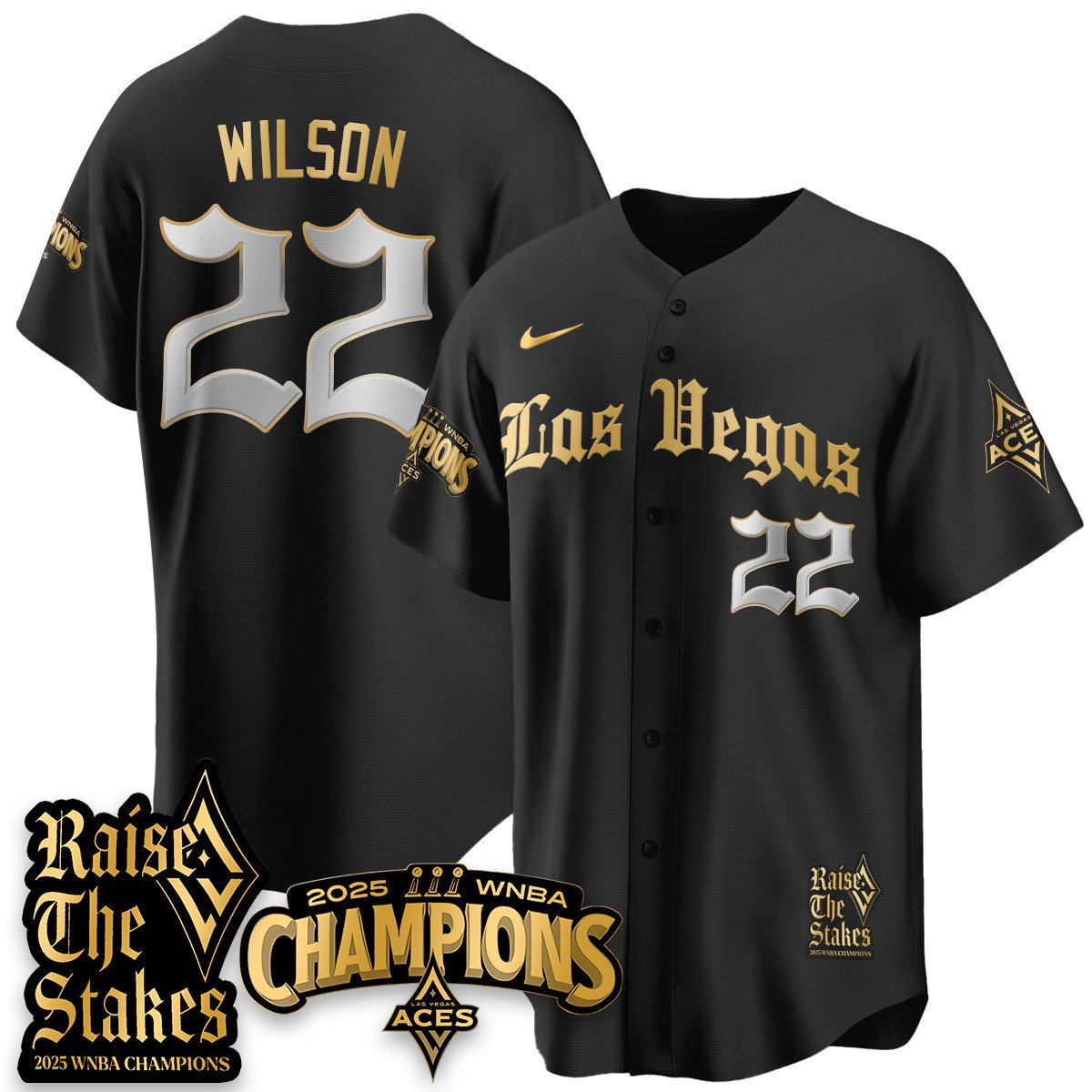 Las Vegas Aces 2025 WNBA Championship Baseball Jersey - All Stitched