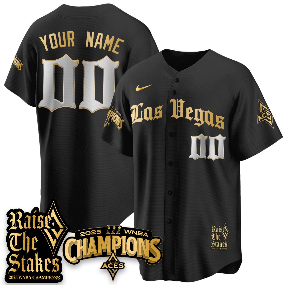 Las Vegas Aces 2025 WNBA Championship Baseball Jersey - All Stitched